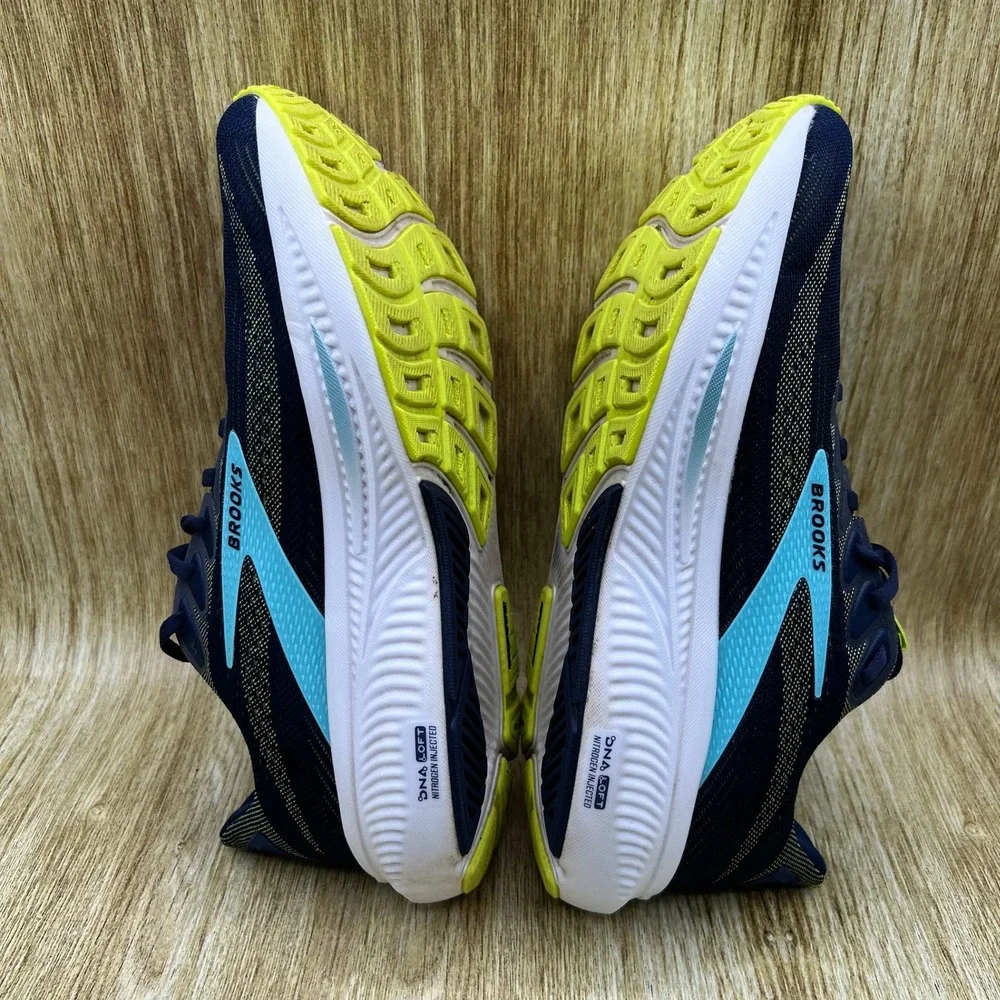 Brooks Ghost 17 Running Shoes Men's 9.5 Peacoat Blue Lime Sneakers 1104421D414